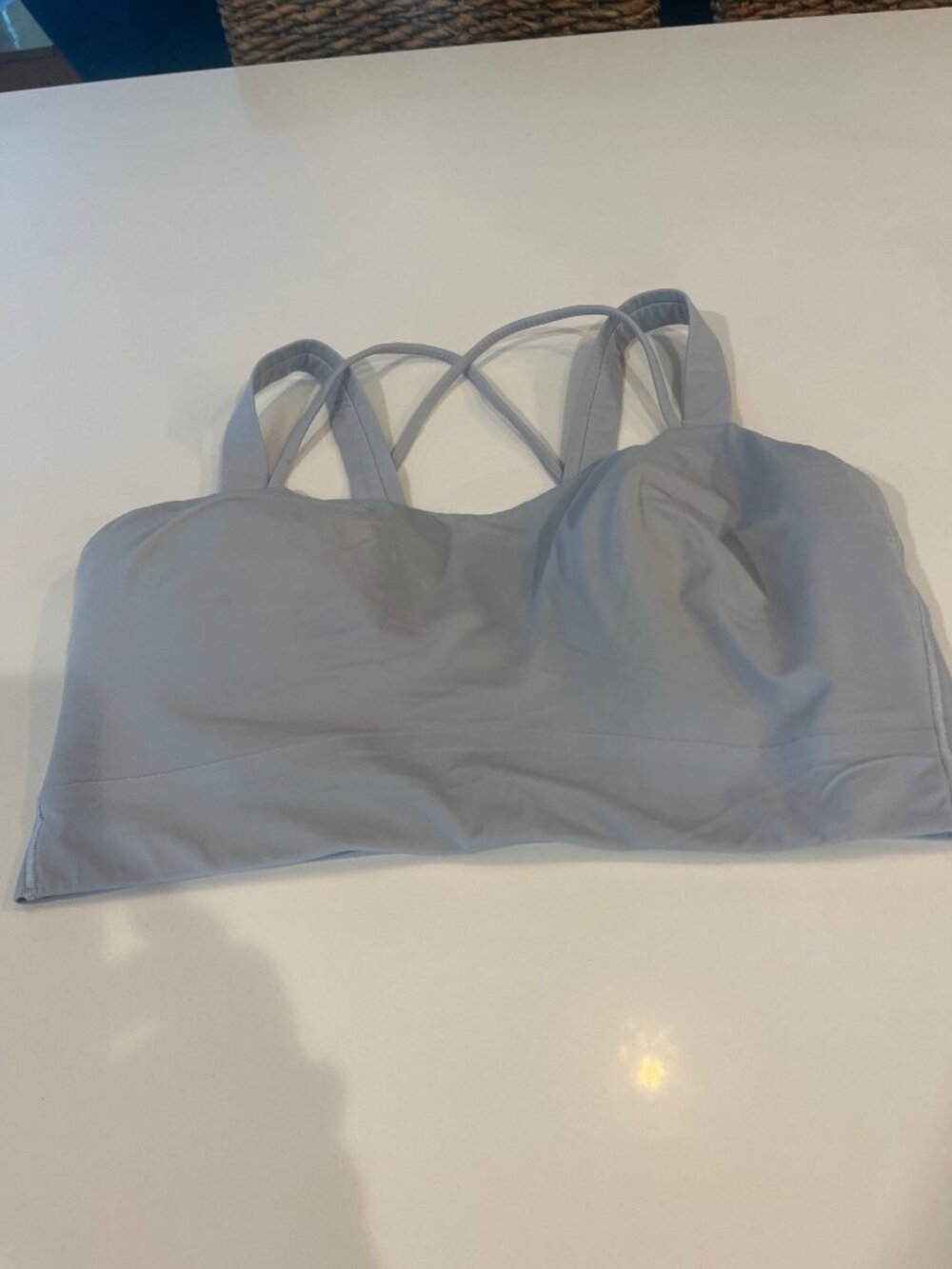 Lululemon Light Blue Strappy Back Sports Bra With Mesh Lining Womens Size M